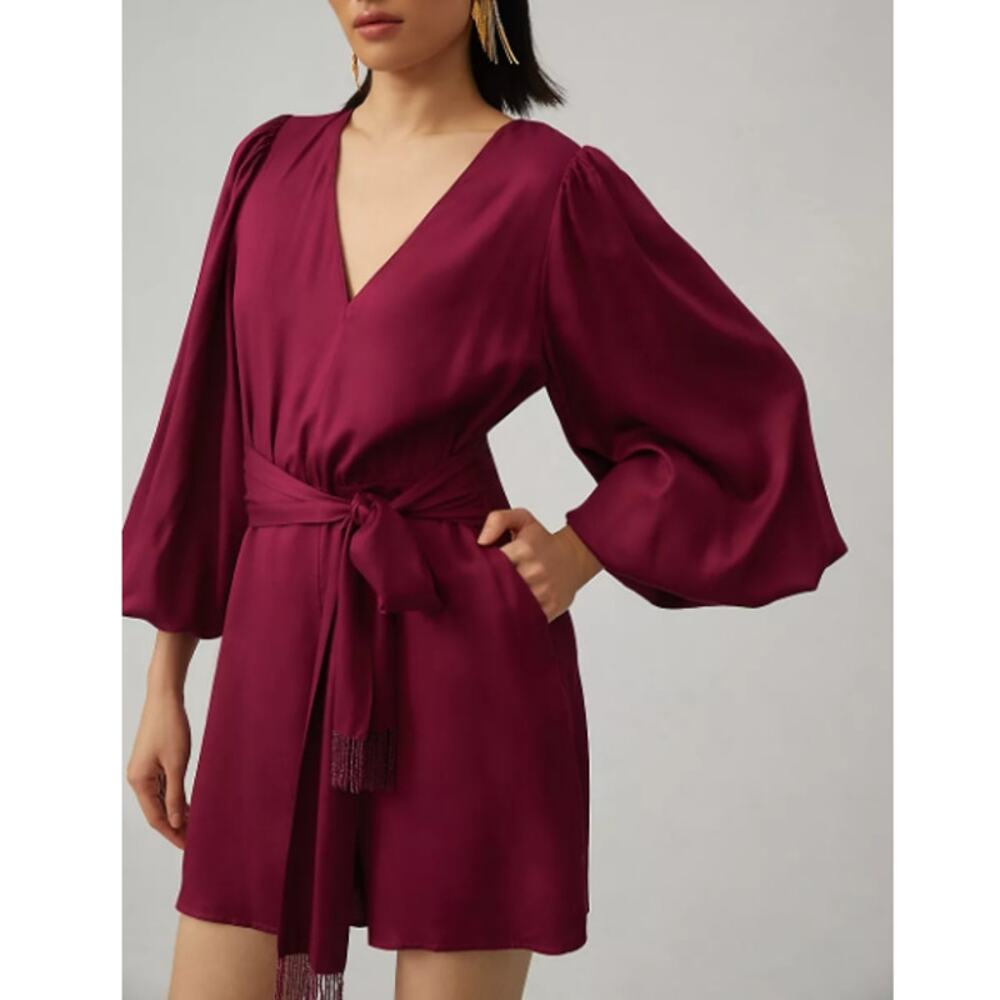 New Farm Rio x Anthropologie Women's Plum Bell-Sleeve Romper Size S FAST SHIP!